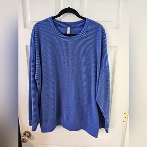 Magic Fit Women's 1x Ribbed Knit Top Royal Blue